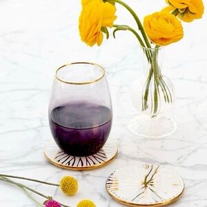 Anna Purple Ombré Stemless Wine Glasses With Gold Rim